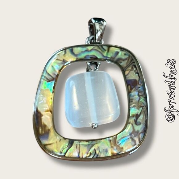 Bundle Sale 3 for $15 | Silver-Tone Abalone Pendant | Faux Moonstone - Picture 3 of 8